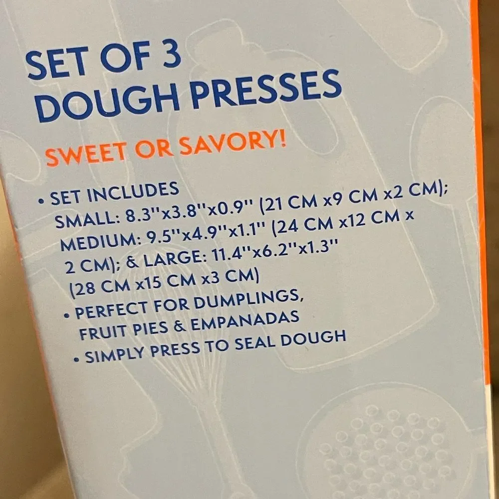 Set of 3 dough presses